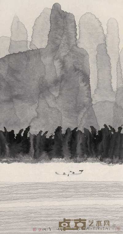 陈家泠 1978年作 渔 镜心 88×47cm